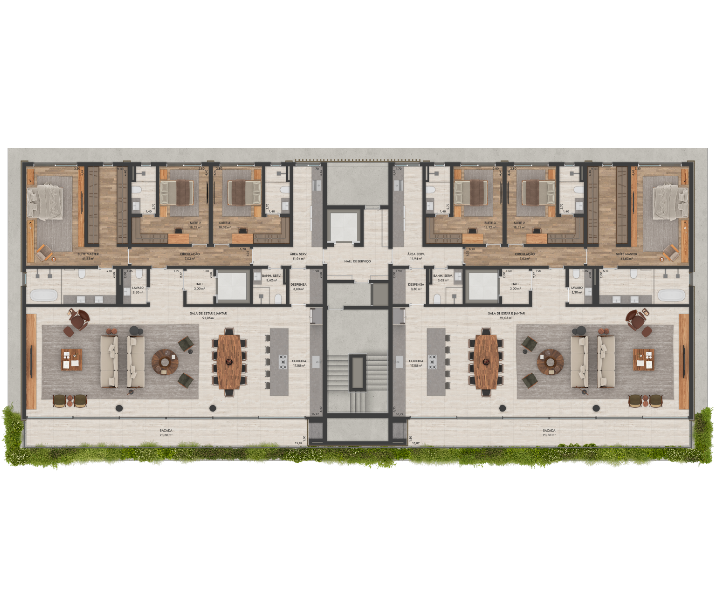 Residência Tipo 278 m² - Opção 3 Suítes - Padrão